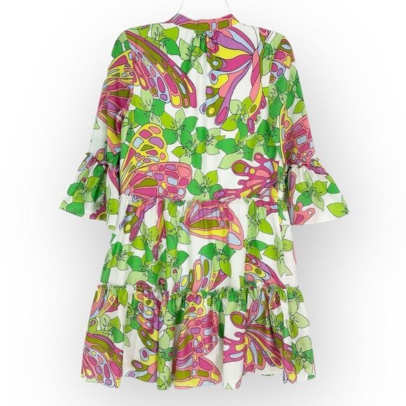 TRINA TURK NWT MOVIE COLONY 2 DRESS SIZE XS - Colorful Silk- Tiered Ruffle - Picture 4 of 11